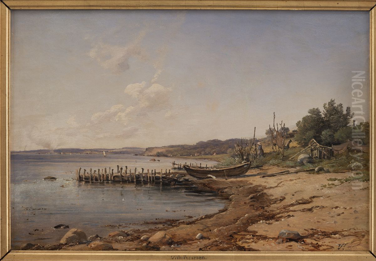 A Beach by the Sound Oil Painting by Vilhelm Peter Carl Petersen