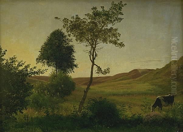 Landskab ved Hald henimod aften Oil Painting by Vilhelm Kyhn