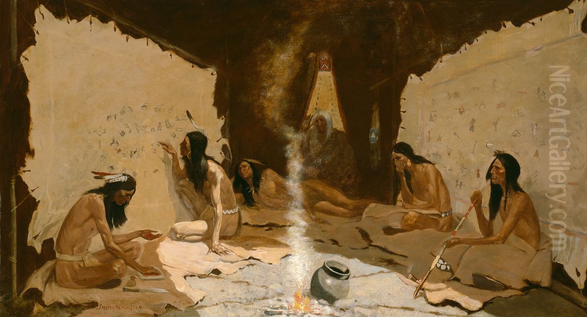 Historians of the Tribe Oil Painting by Frederic Remington