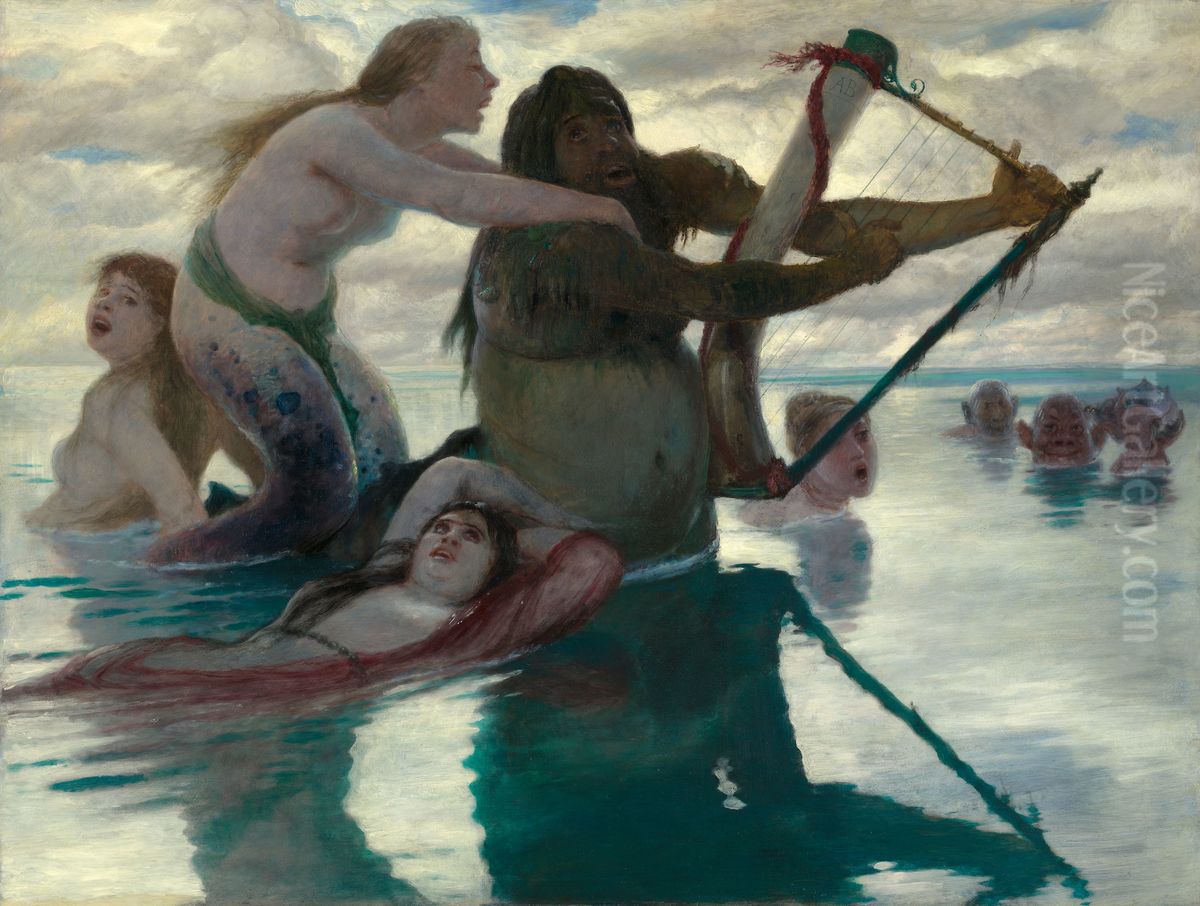 In the Sea Oil Painting by Arnold Bocklin