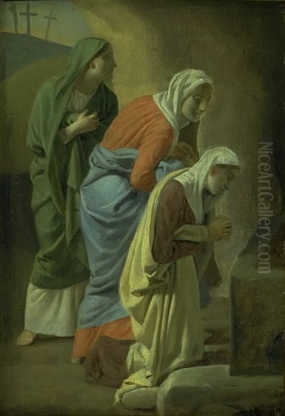 The Three Maries at the Tomb of Christ. Study Oil Painting by Christoffer Wilhelm Eckersberg
