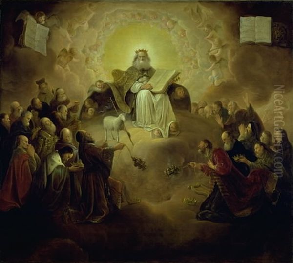 The Twenty-Four Elders Kneeling before the Lamb Oil Painting by Jacob Willemsz de Wet