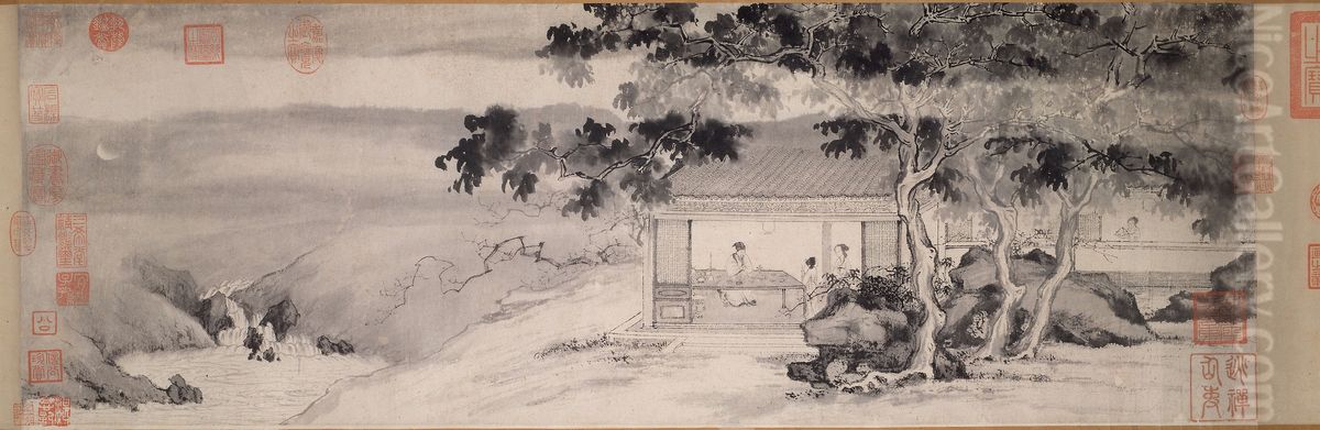 Drinking at Night Oil Painting by Tang Yin