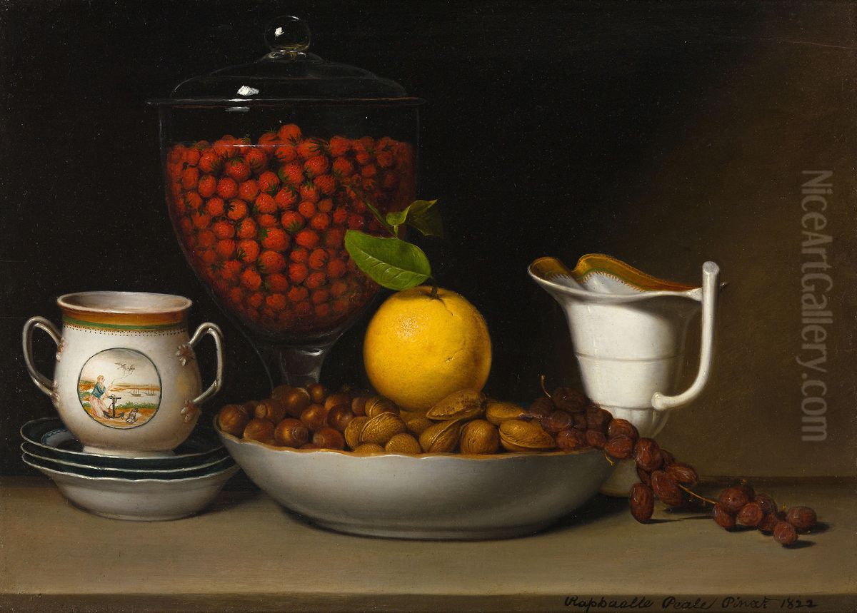 Still Life - Strawberries, Nuts, &c. Oil Painting by Raphaelle Peale