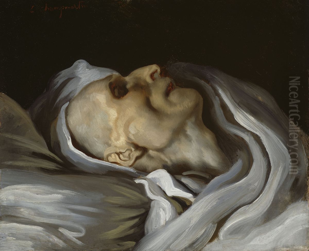 Theodore Gericault on His Deathbed Oil Painting by Charles-Emile-Callande de Champmartin