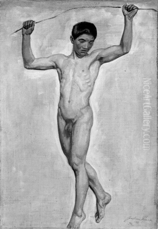 Standing male model. Oil Painting by Joakim Skovgaard