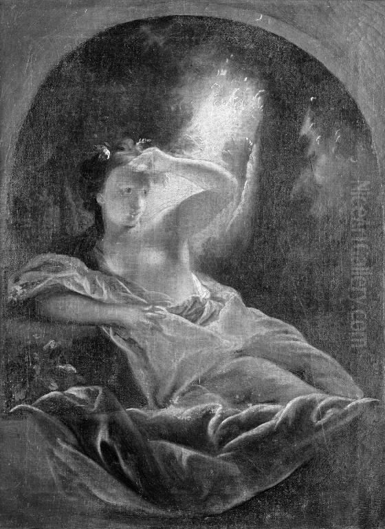 En mytologisk figur. Danae (?) Oil Painting by Benoit Le Coffre