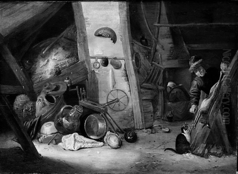 Interior of a Kitchen Oil Painting by David The Elder Teniers