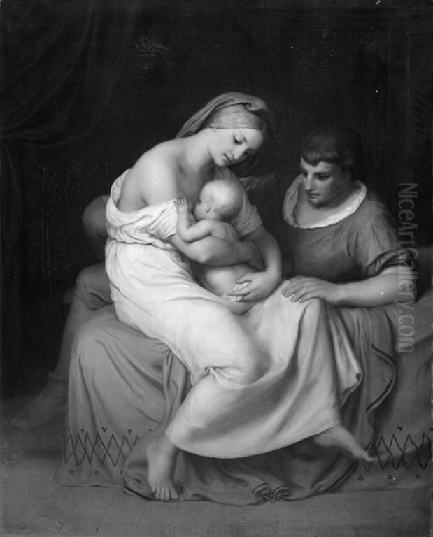 A Domestic Scene Oil Painting by Lorenz Frolich