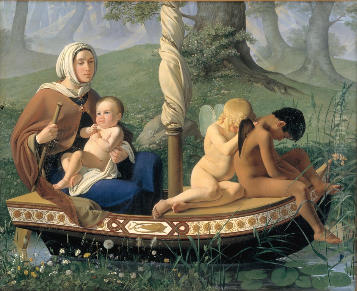 Infancy. From the series: The Four Ages of Man Oil Painting by Ditlev Blunck
