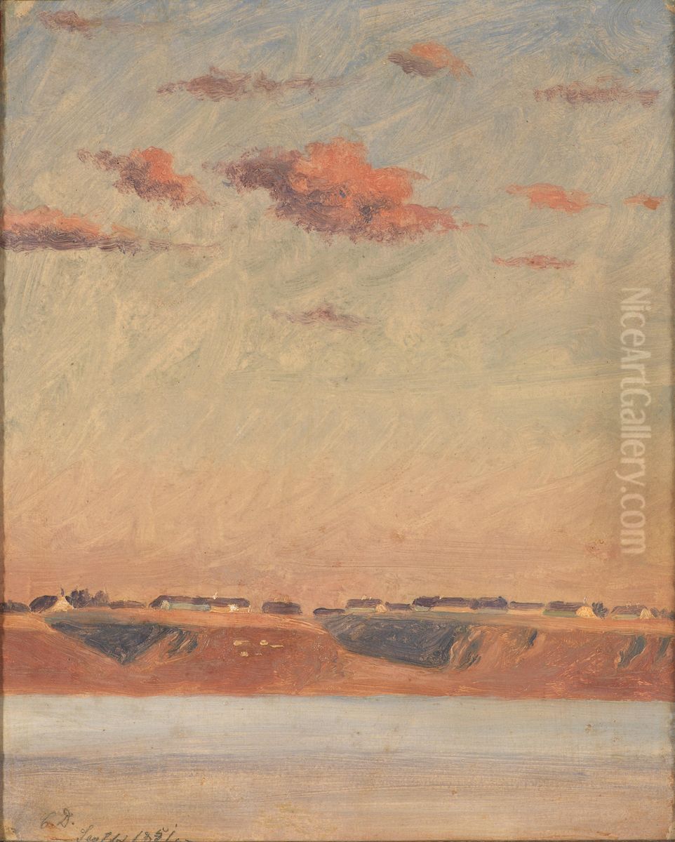 The Lim Fjord in Jutland. Study Oil Painting by Christen Dalsgaard