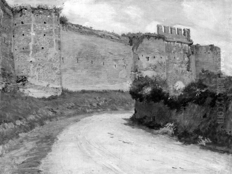 Muren om Rom ved Porta Latina Oil Painting by Theodor Esbern Philipsen