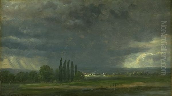Studie fra Elbdalen ved Dresden Oil Painting by Johan Wilhelm Ludwig Dahl