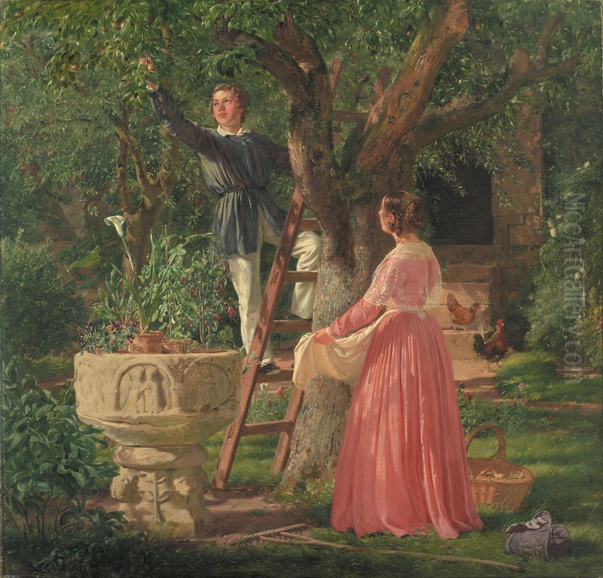 Haven med den gamle dobefont Oil Painting by Jorgen Roed