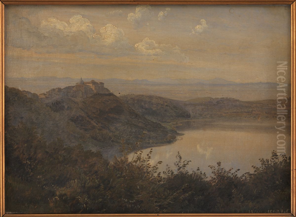 Udsigt mod Castel Gandolfo Oil Painting by Janus Andreas Bartholin La Cour