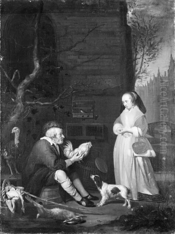 A Poulterer Oil Painting by Willem Van Mieris Leiden