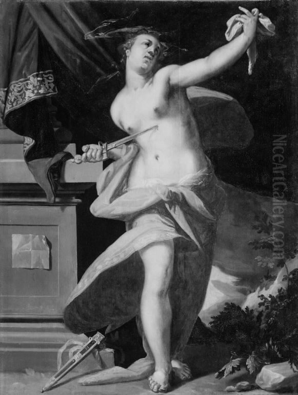 Lukretias selvmord Oil Painting by Abraham Bloemaert