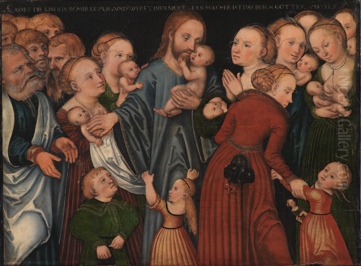 Christ Blessing the Children Oil Painting by Lucas Cranach the Elder