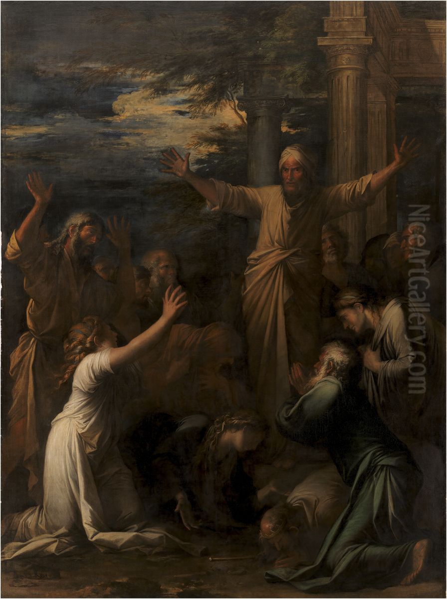 Jonah Preaching to the People of Niniveh Oil Painting by Salvator Rosa