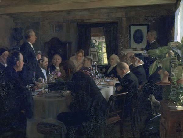 Middag i en praestegard efter en bispevisitats Oil Painting by Carl Christian Frederik Jacob Thomsen