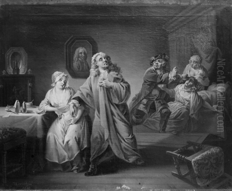 Barselstuen, III akt, 6. scene Oil Painting by Christian August Lorentzen