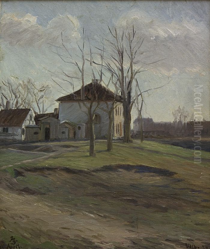A Farm in Valby, near Copenhagen Oil Painting by Albert Gottschalk