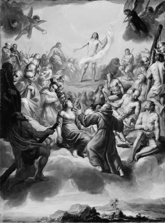 The Glorification of Christ surrounded by Saints Oil Painting by Giovanni Lanfranco