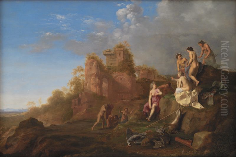 Diana and her Nymphs Oil Painting by Cornelius van Poelenburgh