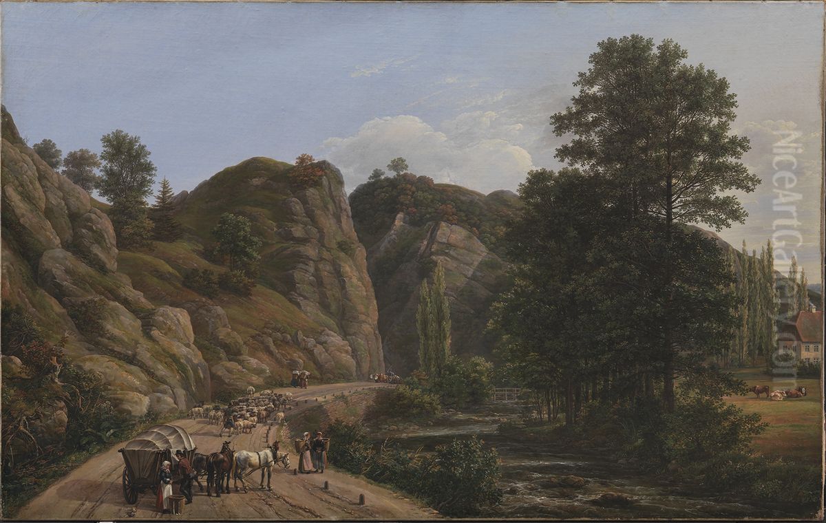 Plauenscher Grund at Dresden Oil Painting by Johan Wilhelm Ludwig Dahl