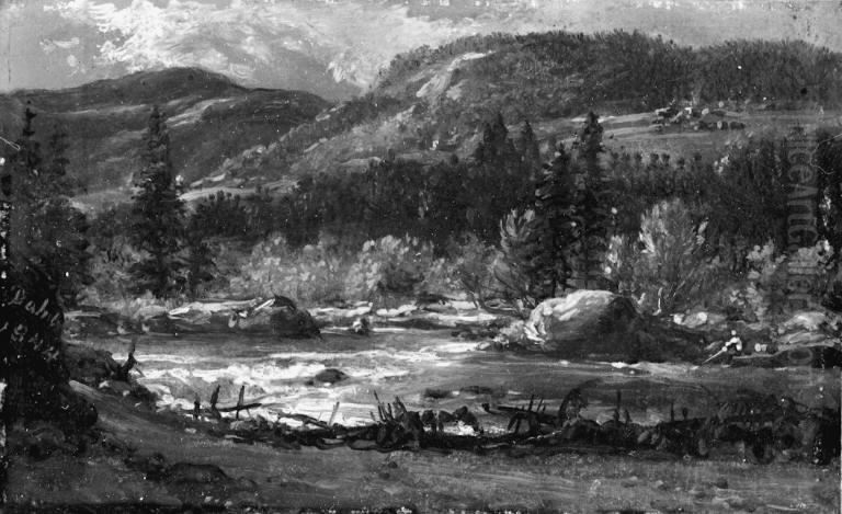 Landscape at Bruflat in Valdres, Norway Oil Painting by Johan Wilhelm Ludwig Dahl