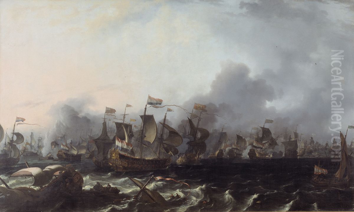 The Four Day's Battle, 11-14 June 1666 Oil Painting by Ludolf Bakhuizen