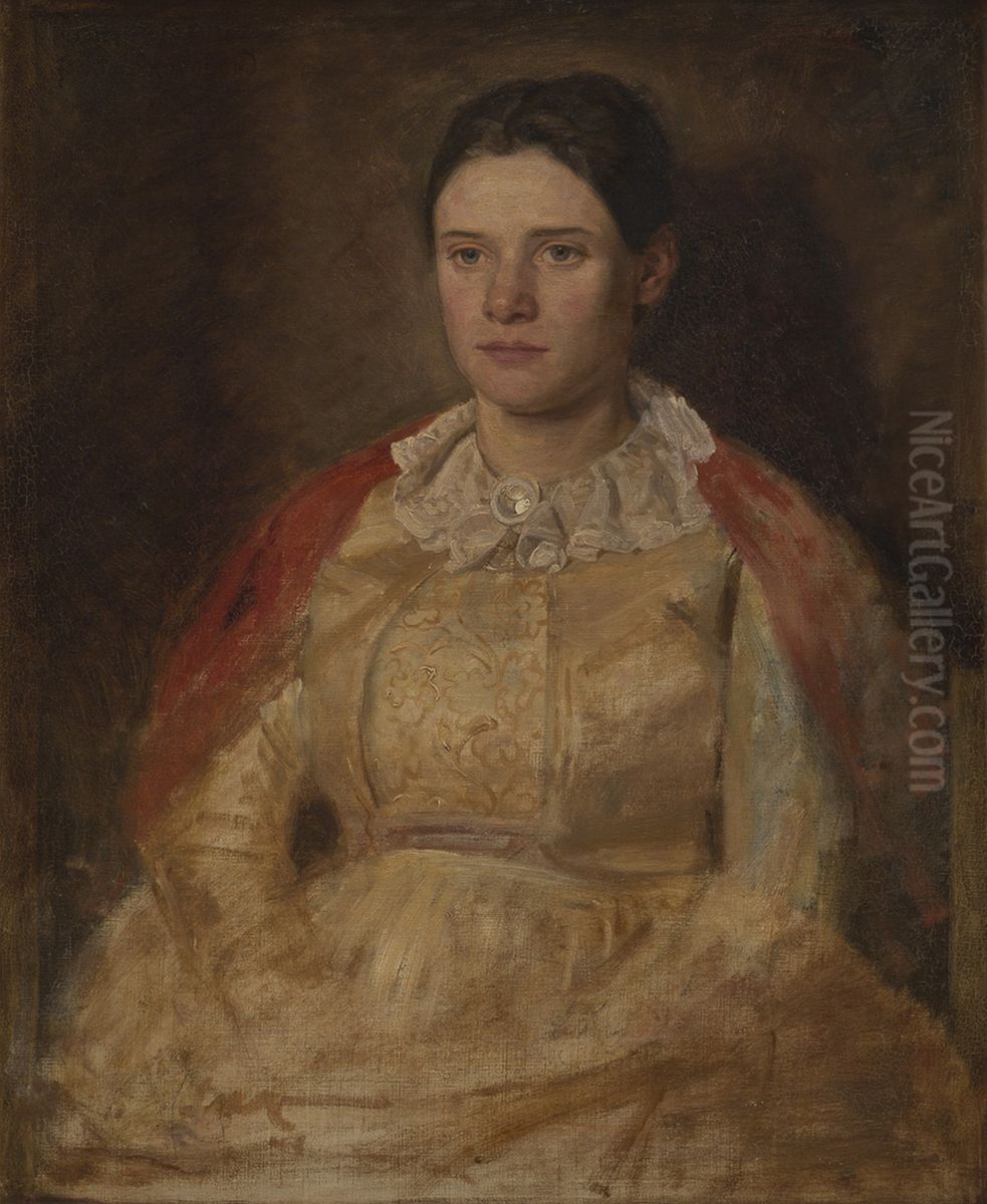 Agnete Skovgaard, nee Lange, wife of the artist. Oil Painting by Joakim Skovgaard