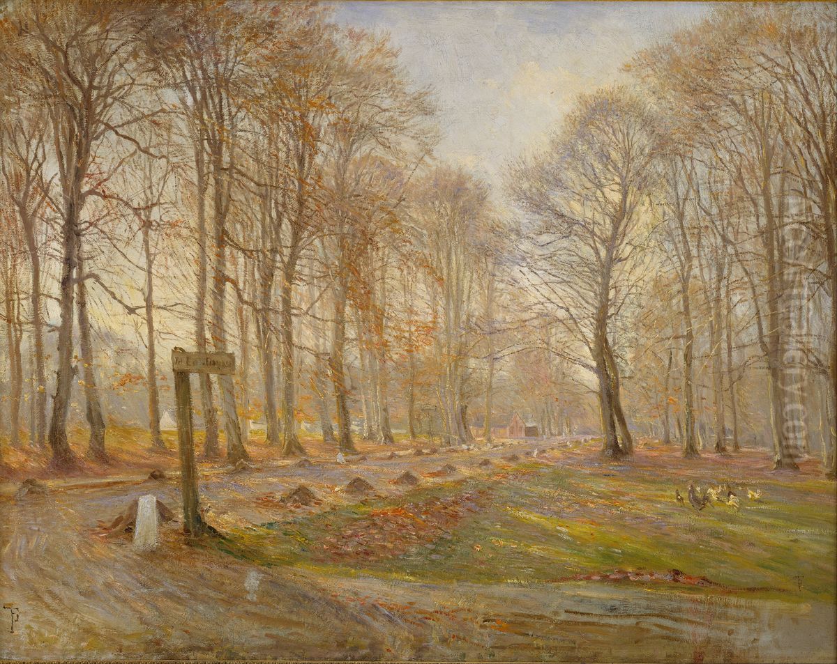 Late Autumn Day in the Jaegersborg Deer Park, North of Copenhagen Oil Painting by Theodor Esbern Philipsen