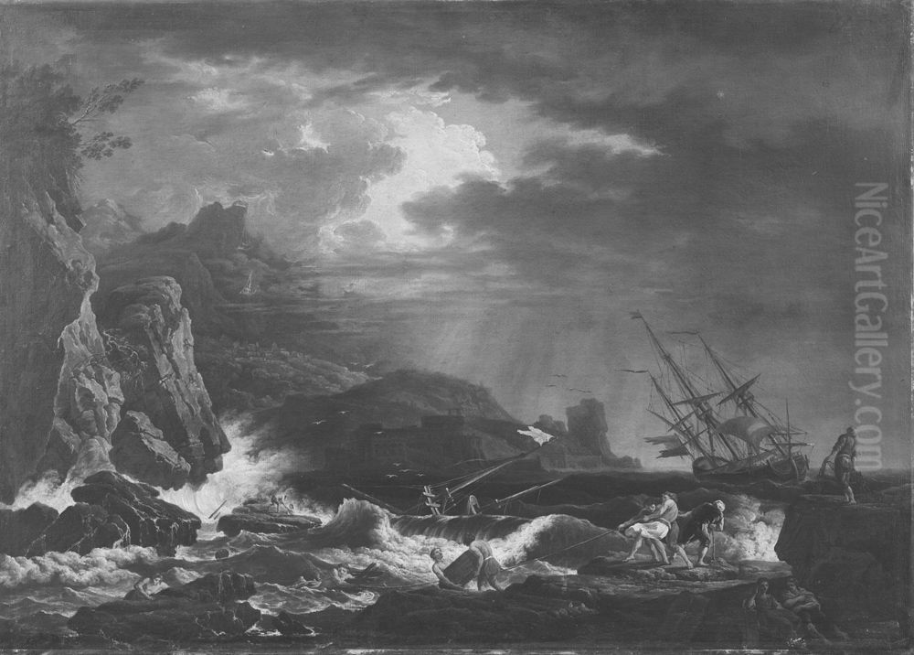 Seascape, Gale Oil Painting by Joseph Vernet