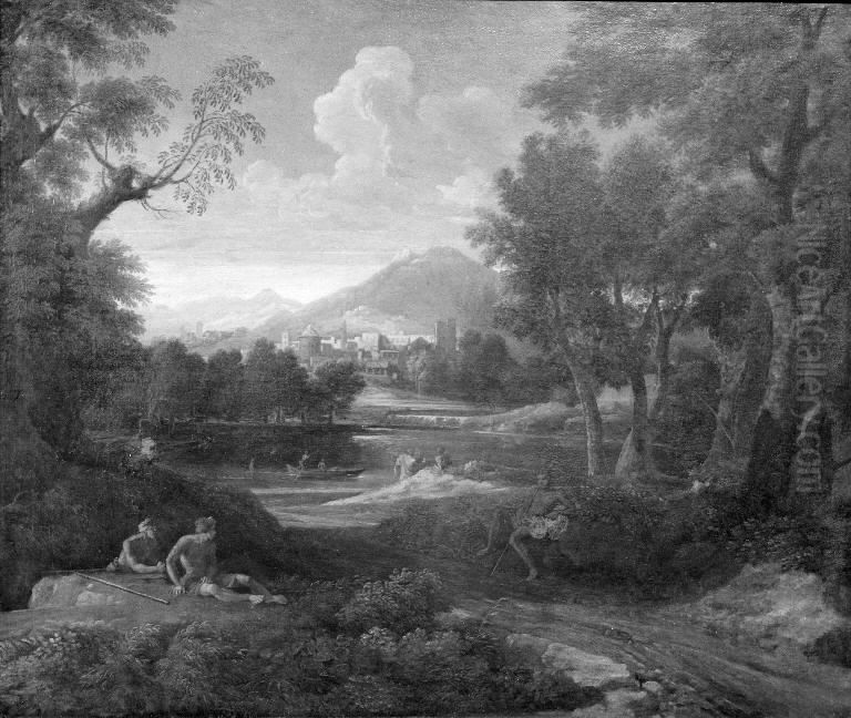 Arcadian Landscape Oil Painting by Gaspard Dughet