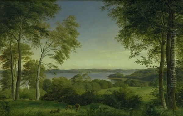 Udsigt over Skarre So Oil Painting by P. C. Skovgaard