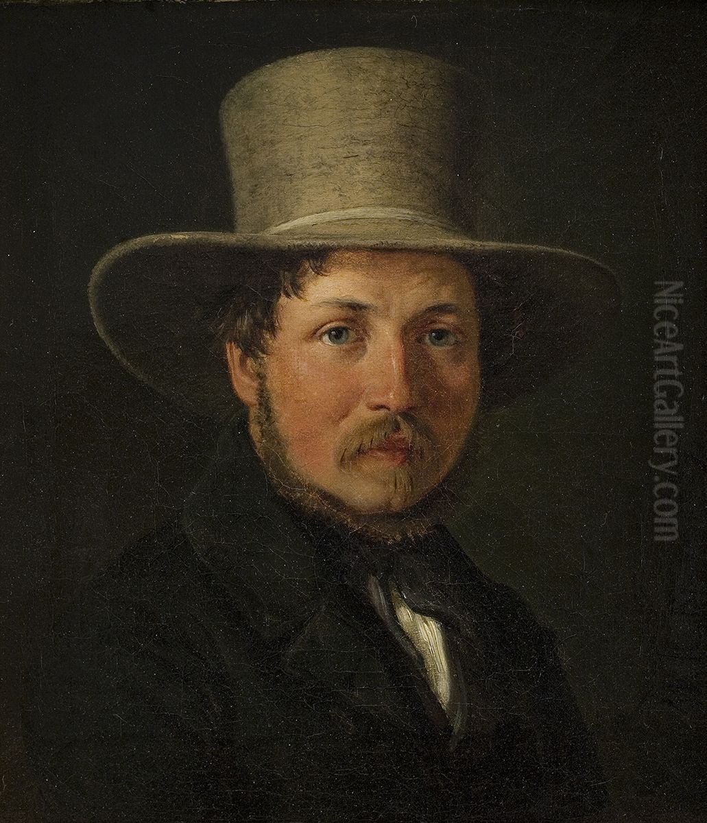 Portrait of Christen Kobke Oil Painting by Wilhelm Marstrand