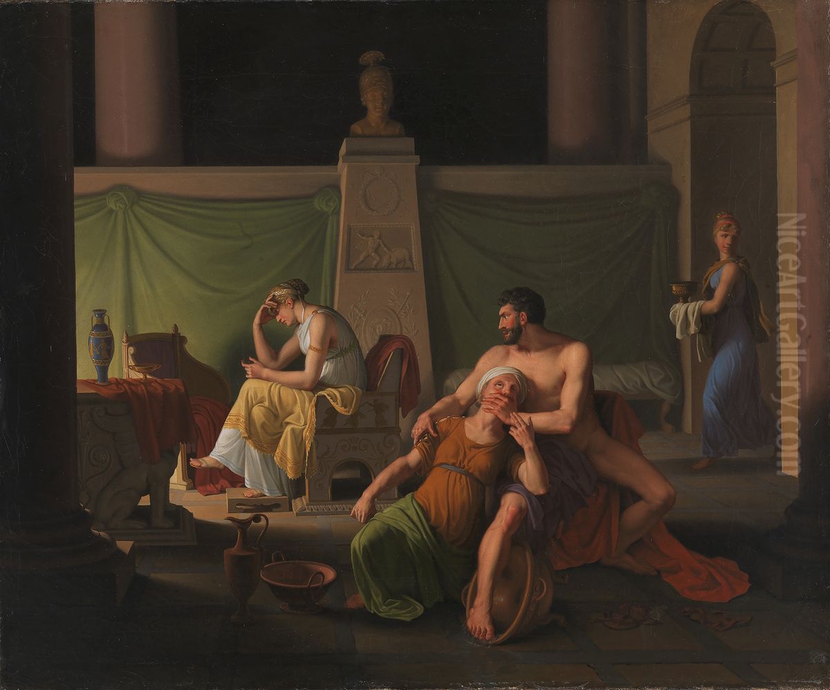 Odysseus' hjemkomst. Motiv fra Odysseen XIX sang Oil Painting by Christoffer Wilhelm Eckersberg