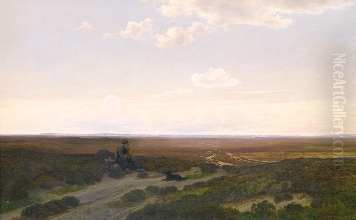 View of Parup Moors near Silkeborg, Jutland Oil Painting by Hans Friis