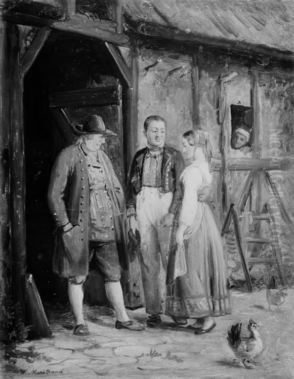 Kaeresten praesenteres Oil Painting by Wilhelm Marstrand