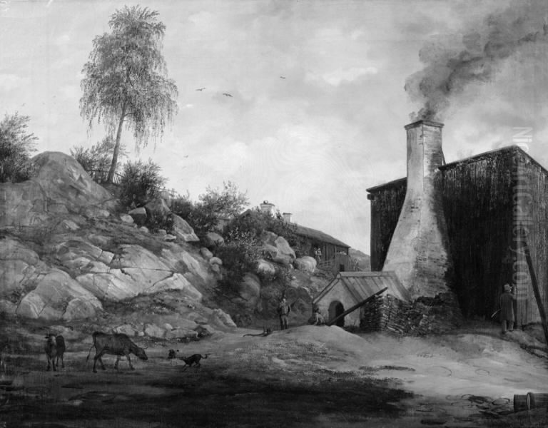 Svensk landskab Oil Painting by Christian Ezdorf