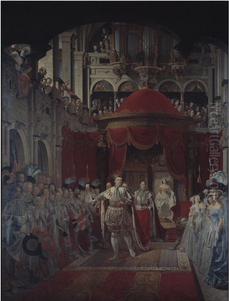 Christian VIII og Caroline Amalies salving i Frederiksborg Slotskirke den 28. juni 1840 Oil Painting by Sophus Schack