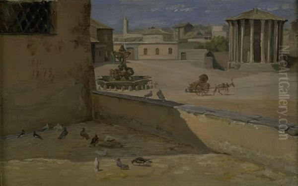 The so-called Temple of Vesta in Rome Oil Painting by Theodor Esbern Philipsen