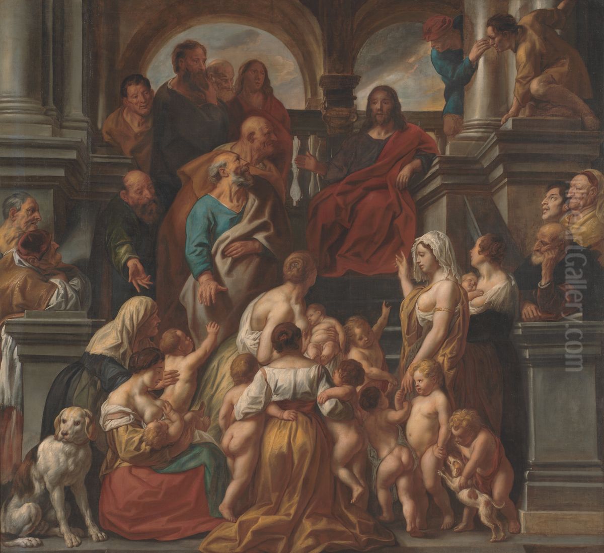 Christ blessing little Children. Suffer Little Children to Come unto me Oil Painting by Jacob Jordaens