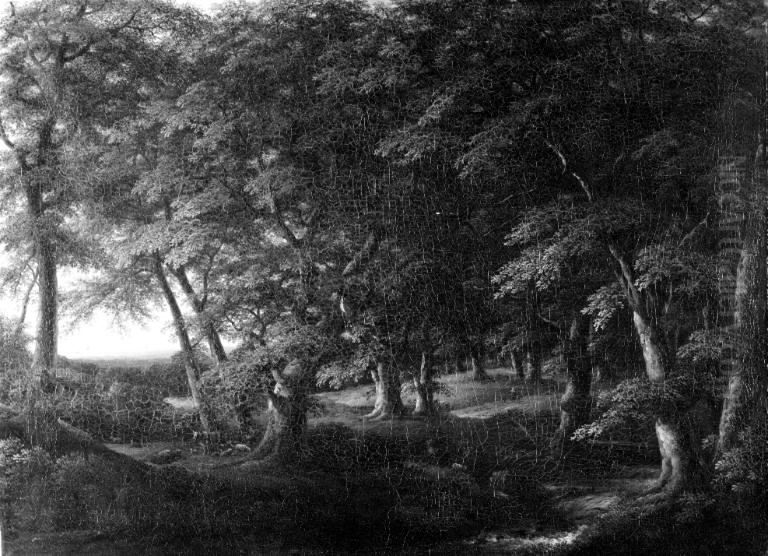 Woodland Scene from Southern Sweden Oil Painting by Carl Johan Fahlcrantz
