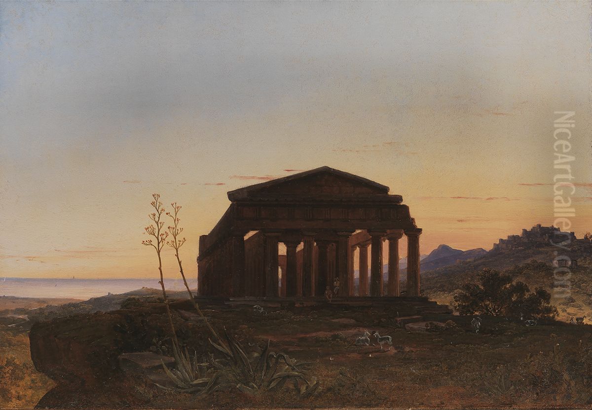 The Temple of Concordia by Girgenti Oil Painting by Franz Ludwig Catel
