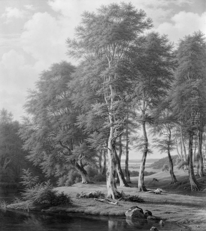 Skovlandskab. Nordsjaelland Oil Painting by F.C. Kiaerskou