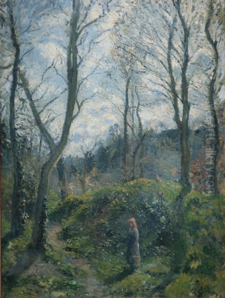 Skovlandskab. Forar Oil Painting by Camille Pissarro