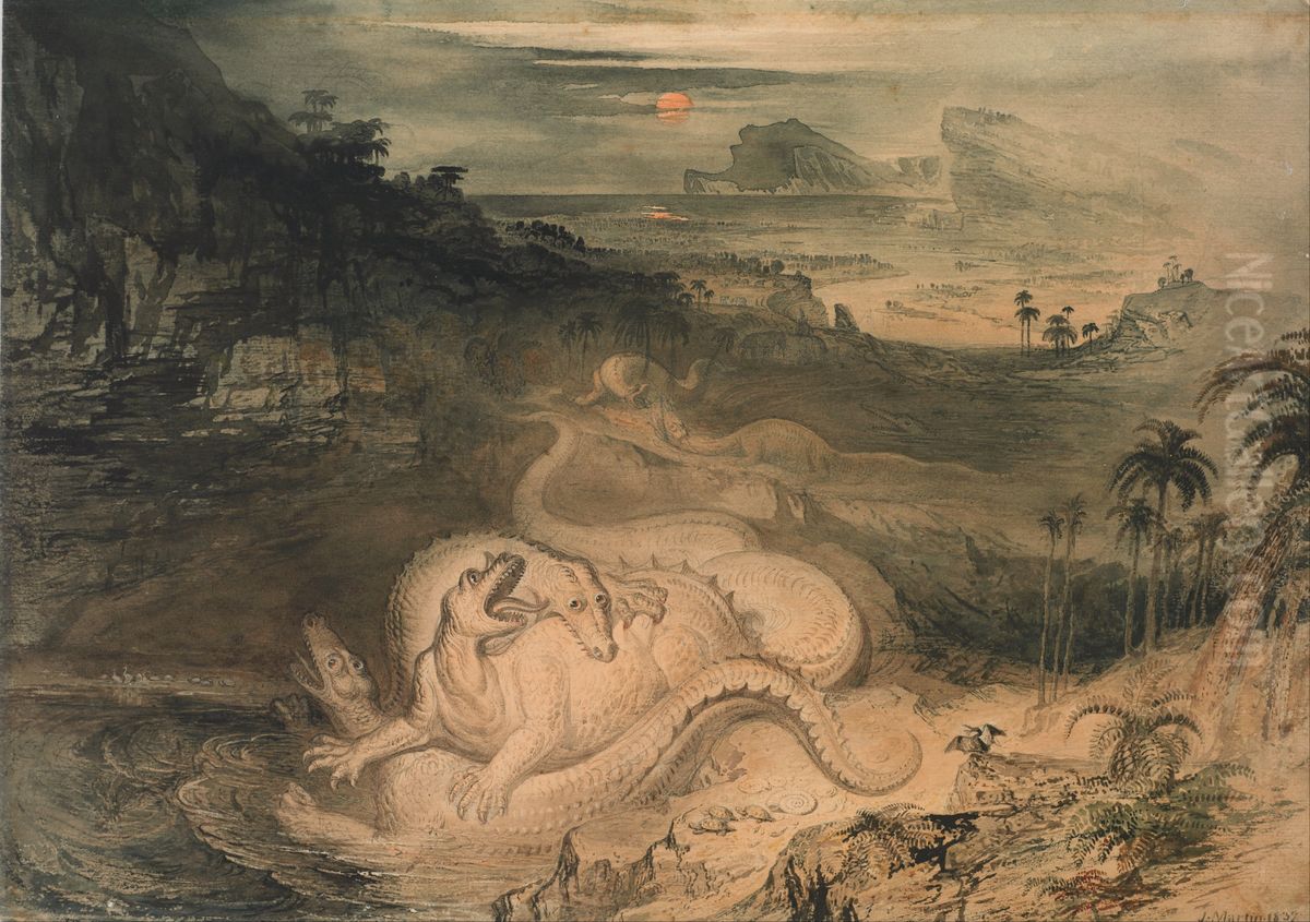 The country of the Iguanodon Oil Painting by John Martin