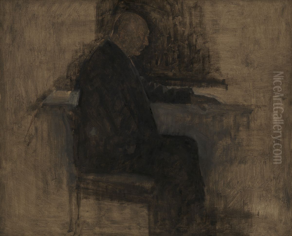 The Architect Thorvald Bindesboll Oil Painting by Vilhelm Hammershoi